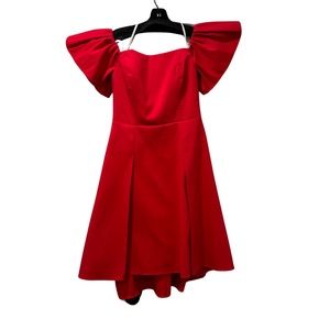 Never worn halston red flounce dress, size 4